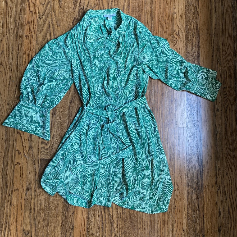 Topshop Green and White Printed Dress